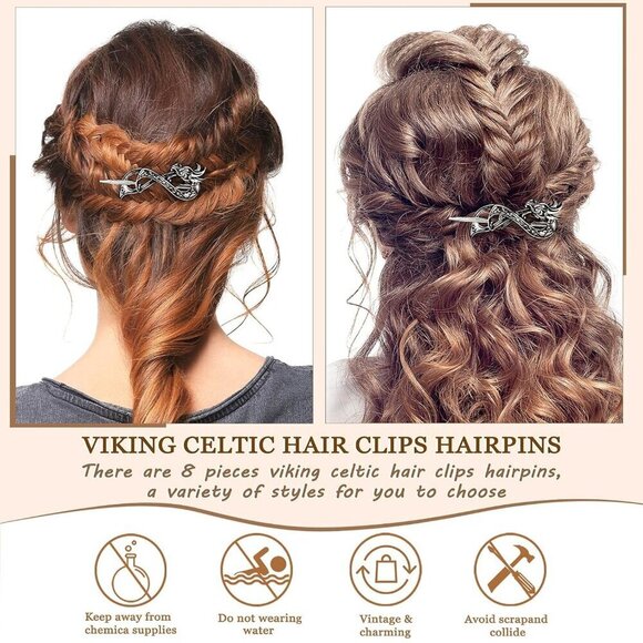 Hair Clips Silver Celtic Knot Hairpins Vintage Hair Accessories for Women Girls main image 5